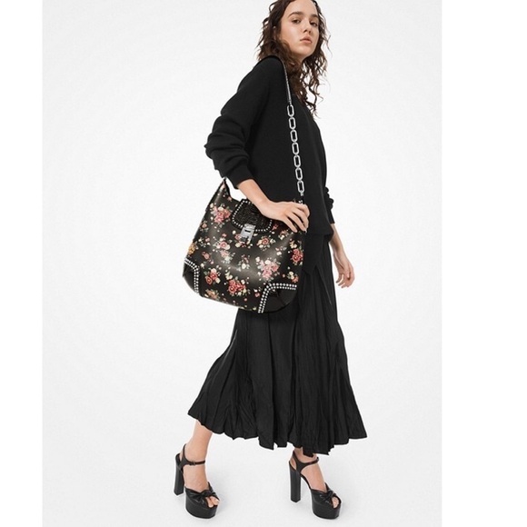 Michael Kors Collection Bancroft Oversized Floral Calf Leather Snakeskin Bag - Picture 3 of 11